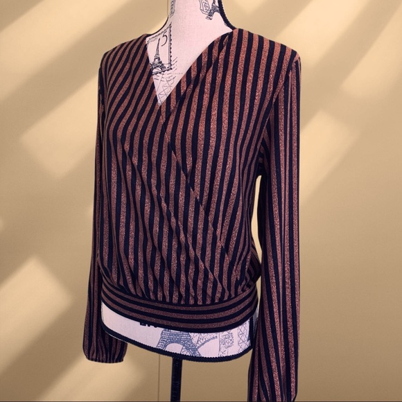 Gold stripe sparkle blouse MEDIUM - Picture 4 of 9